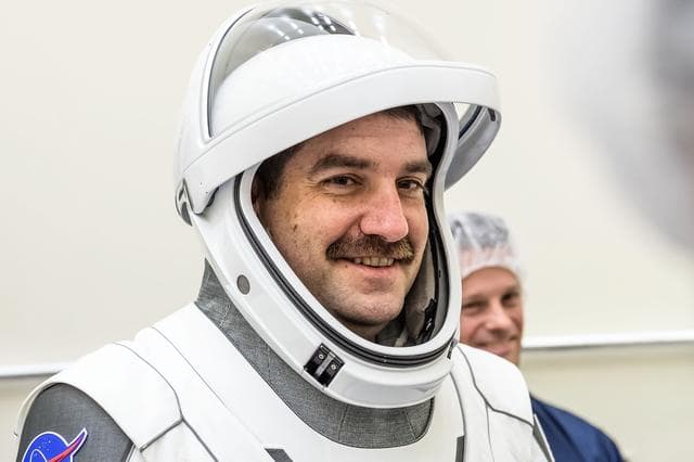 NASA image: NASA astronaut Jack Hathaway is photographed in his SpaceX pressure suit