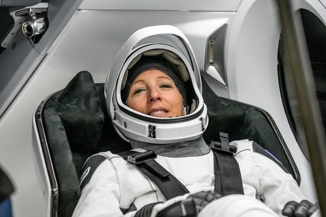 NASA image: ESA astronaut Sophie Adenot is photographed inside the Dragon spacecraft