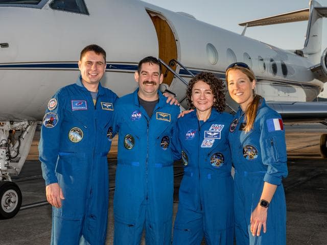NASA image: Four crew members representing NASA's SpaceX Crew-12 mission