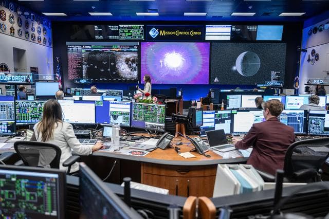 NASA image: Artemis II Flight Control Team during Lunar Flyby