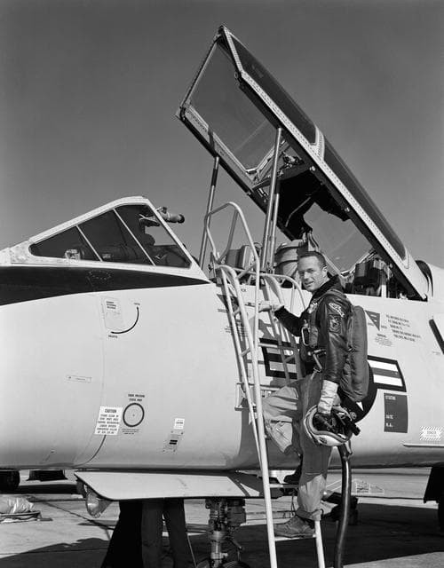 NASA image: Astronaut M. Scott Carpenter in the cockpit of a T-106 