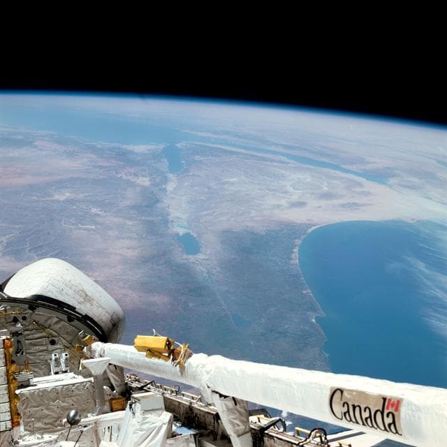 NASA image: Columbia's payload bay with Earth in the background