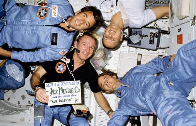 NASA image: STS-5 crew onboard portrait on port side middeck