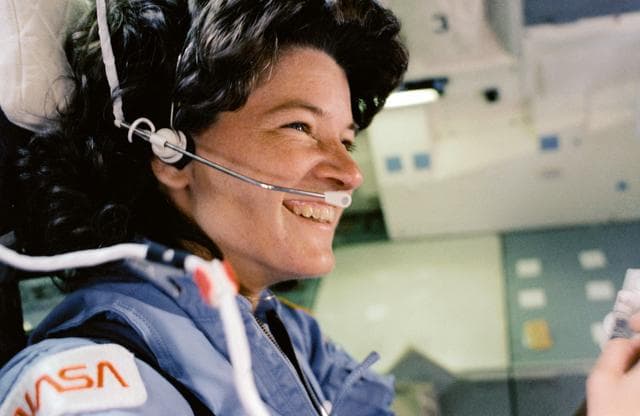 NASA image: STS-7 - Sally Ride, first American woman in space, during STS-7 mission 