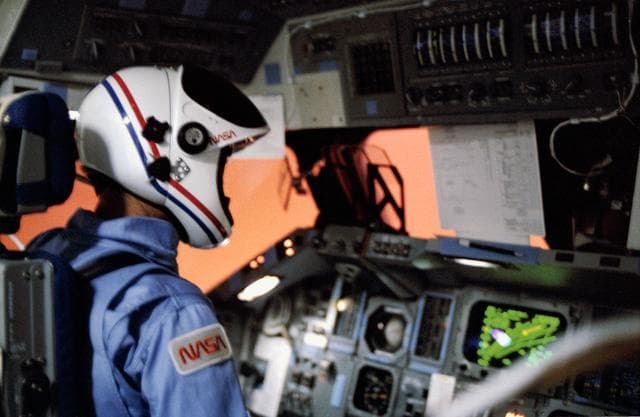 NASA image: Commander Crippen at Forward Flight Deck Commanders Station