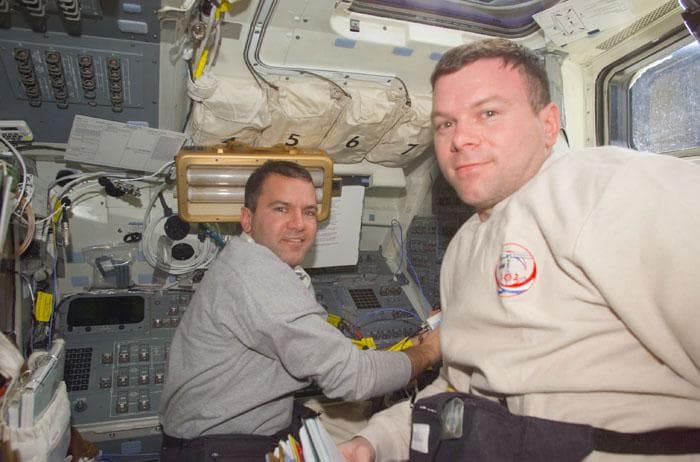 NASA image: Richards and Kelly on the aft flight deck