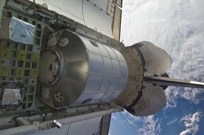 NASA image: The Leonardo MPLM stowed in the orbiter payload bay
