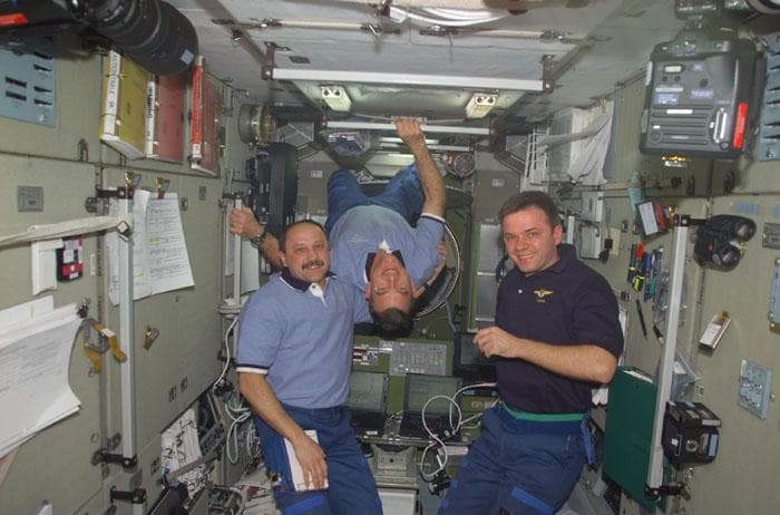 NASA image: Usachev, Voss and Gidzenko together in the Service Module