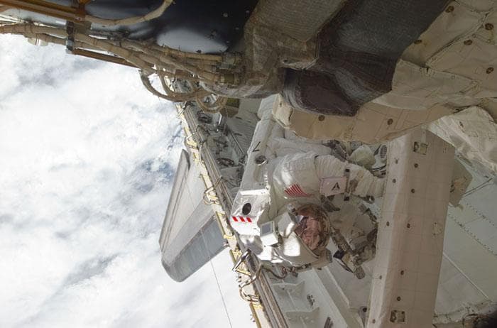 NASA image: Richards during EVA in the orbiter payload bay