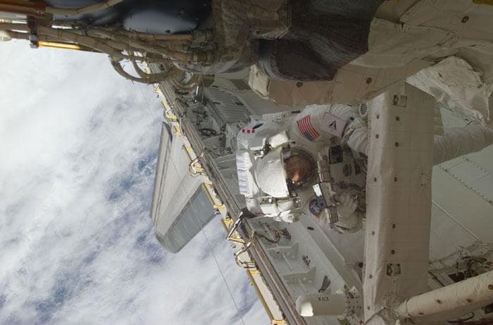 NASA image: Richards during EVA in the orbiter payload bay