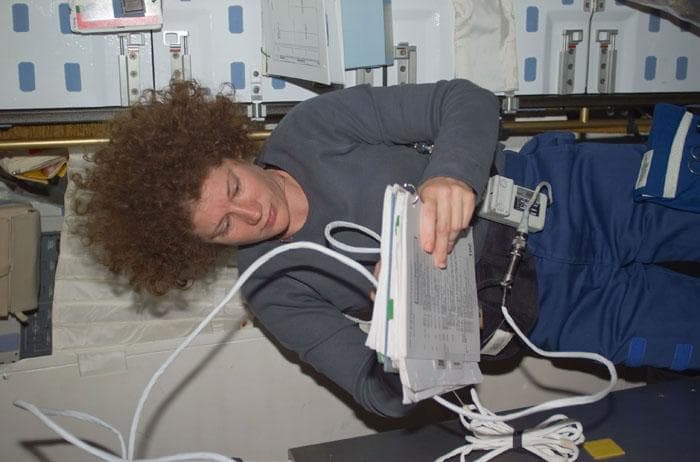 NASA image: Helms at work in the middeck