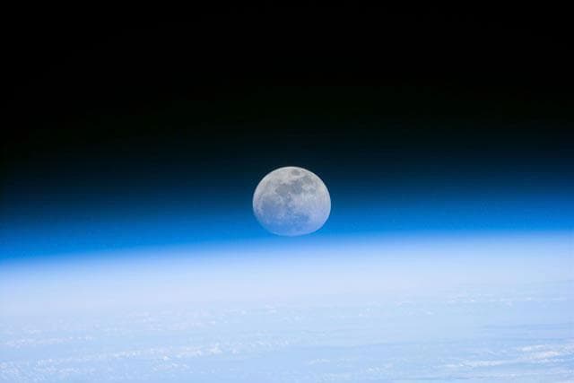 NASA image: Full moon as seen from STS-103 orbiter Discovery.