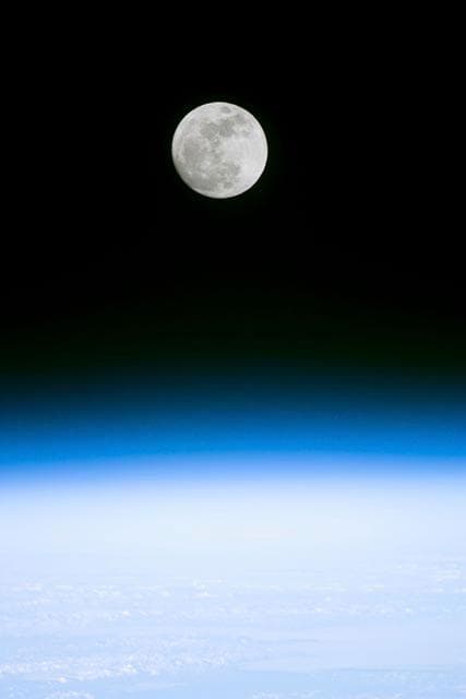 NASA image: Full moon as seen from STS-103 orbiter Discovery.
