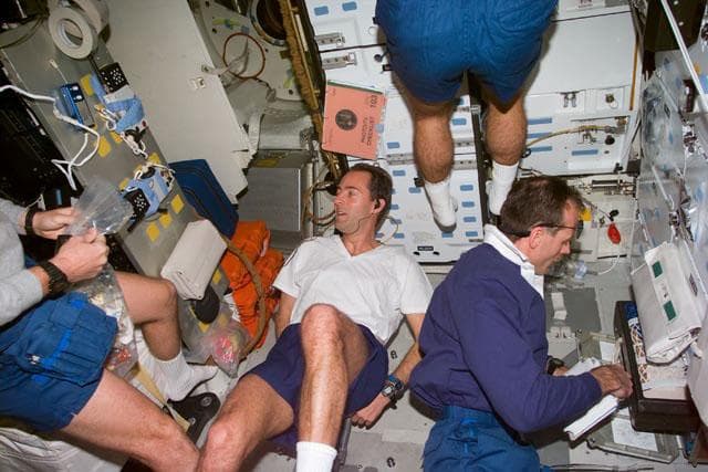 NASA image: MS Clervoy exercises on middeck