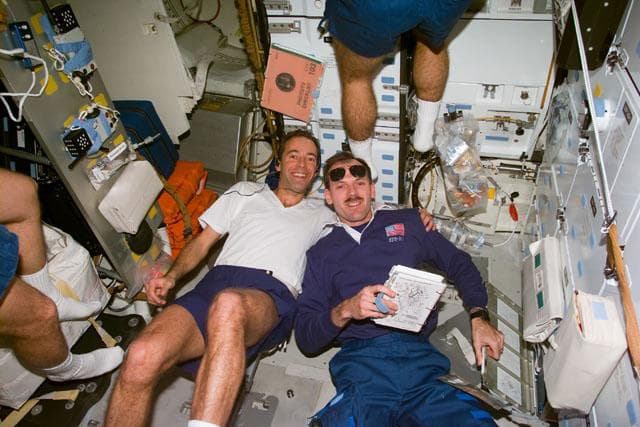 NASA image: MS Clervoy and Smith on middeck