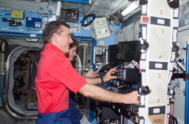 NASA image: Expedition Two Voss and Helms in Destiny laboratory module