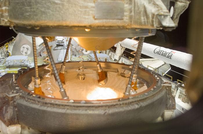 NASA image: ODS alignment ring at soft-dock with ISS
