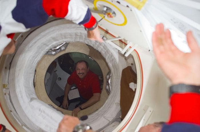 NASA image: Usachev is visible in the open ODS hatch