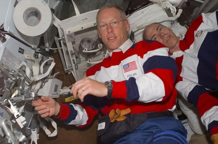 NASA image: Barry and Forrester checkout their EVA equipment