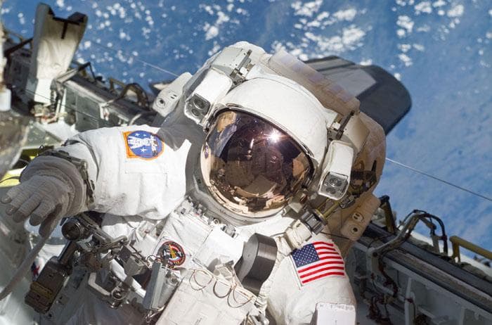 NASA image: Forrester in the payload bay during the first EVA