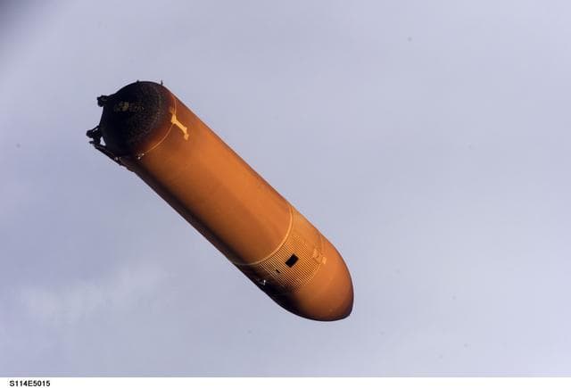 NASA image: Close-up view of STS-114 External Fuel Tank during separation