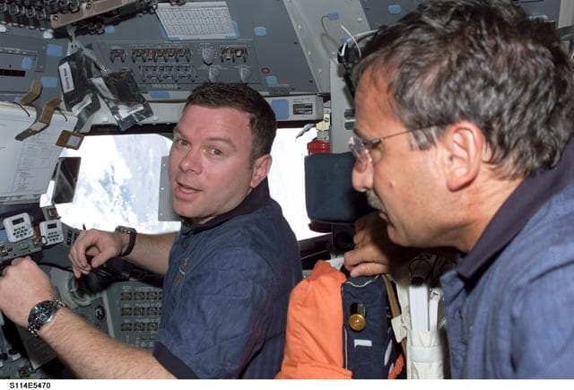 NASA image: Kelly and Camarda on the forward flight deck.