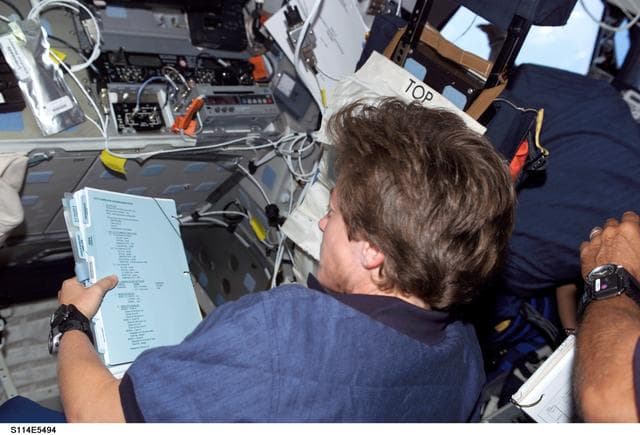 NASA image: Lawrence on flight deck