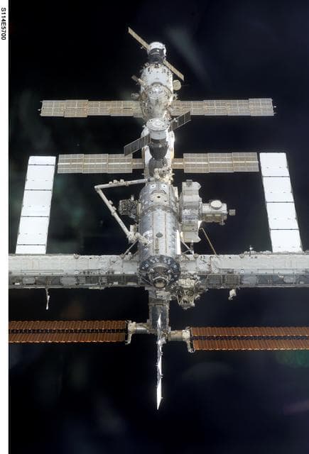 NASA image: FWD nadir view of the ISS taken during STS-114 LF1 Approach for docking