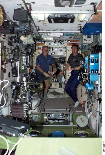 NASA image: Krikalev and Phillips in the Zvezda Service module