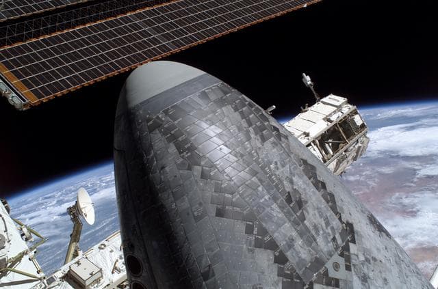 NASA image: Tile survey seen during EVA 3