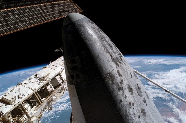 NASA image: Tile survey seen during EVA 3