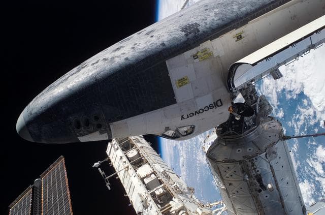 NASA image: Tile survey seen during EVA 3