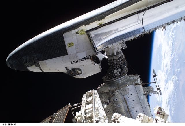 NASA image: Tile survey seen during EVA 3