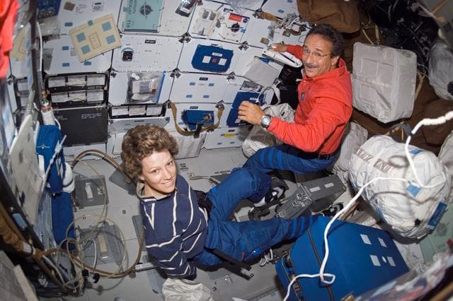 NASA image: Collins and Camarda on middeck