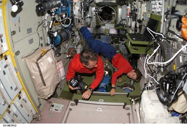 NASA image: Robinson and Lawrence in Service module