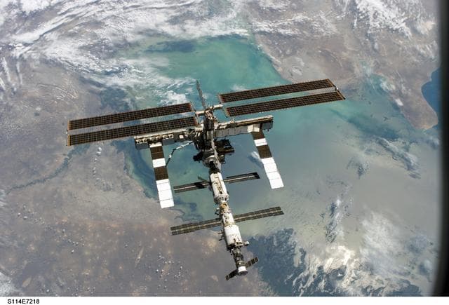 NASA image: View of the ISS taken during flyaround by STS-114 crew