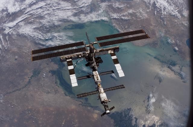 NASA image: View of the ISS taken during flyaround by STS-114 crew