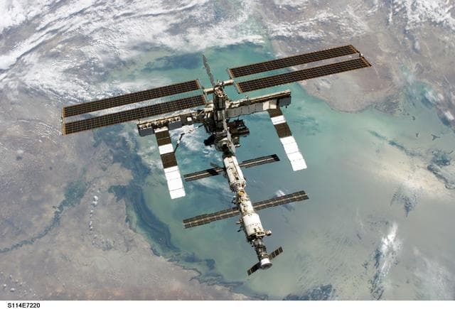 NASA image: View of the ISS taken during flyaround by STS-114 crew