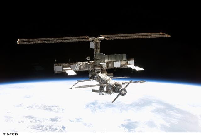 NASA image: View of the ISS taken during flyaround by STS-114 crew