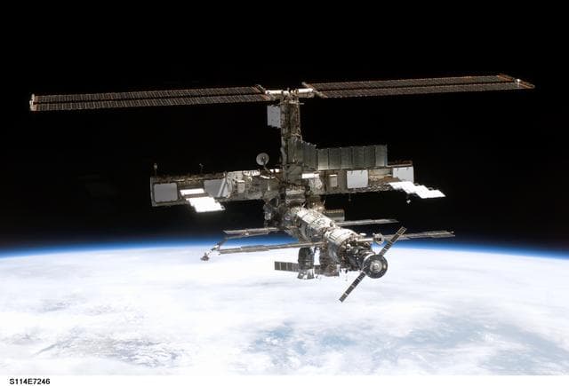 NASA image: View of the ISS taken during flyaround by STS-114 crew