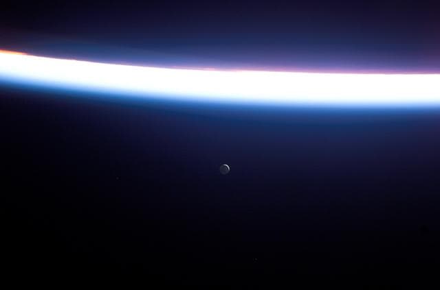 NASA image: Airglow of Earth's atmosphere as seen by the STS-114 crew