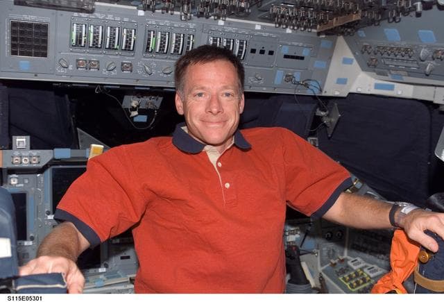 NASA image: STS-115 Pilot Ferguson on Atlantis Flight Deck