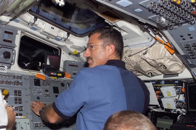 NASA image: STS-115 MS Burbank on Atlantis Aft Flight Deck