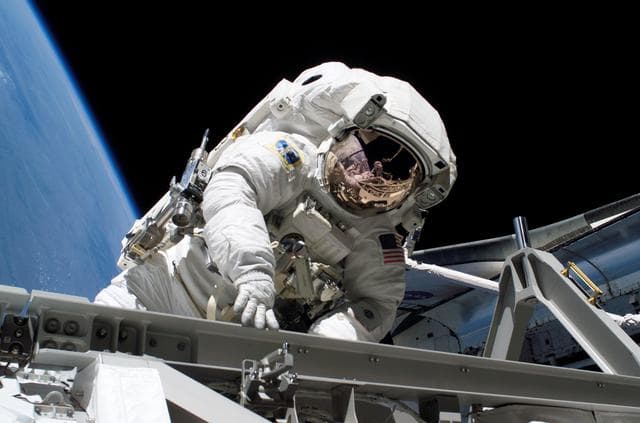 NASA image: Stefanyshyn-Piper performs first EVA during STS-115 / Expedition 13 Joint Operations