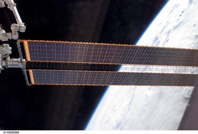 NASA image: P4 Truss FWD SAW during Expedition 13 and STS-115 EVA Joint Operations