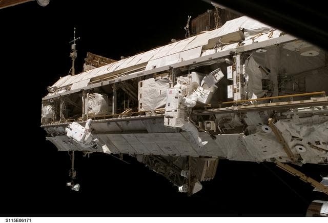 NASA image: STS-115 MS Tanner and Stefanyshyn-Piper work on the S1 Truss during third EVA