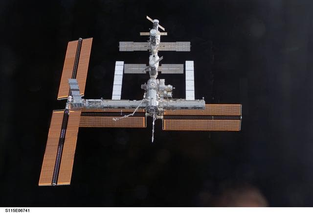 NASA image: Overall exterior view of the ISS during undocking and Flyaround Operations for STS-115 Space Shuttle Atlantis