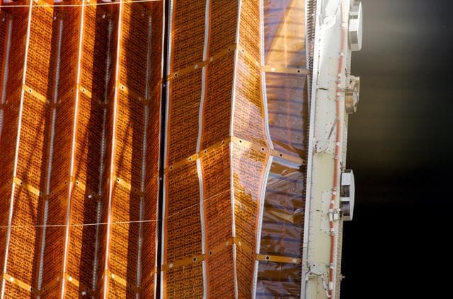 NASA image: Port side of the P6 Solar Array during the first attempt to retract