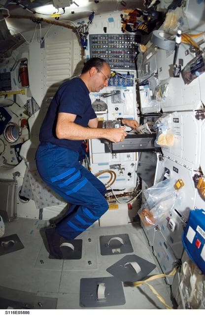 NASA image: STS-116 Commander Polansky in the FWD MDDK on Space Shuttle Discovery