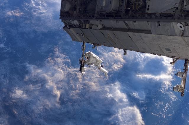 NASA image: STS-116 MS Curbeam, Jr., works on S1 Truss during EVA 1